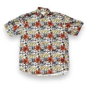 Vintage Crossings Shirt Red Abstract Hawaiian Printed Floral Short Sleeve Top